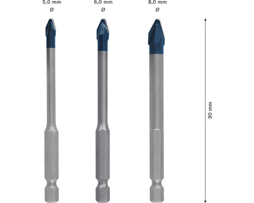 Keramikbohrer Set Bosch HEX-9, Set 3-tlg. EXPERT