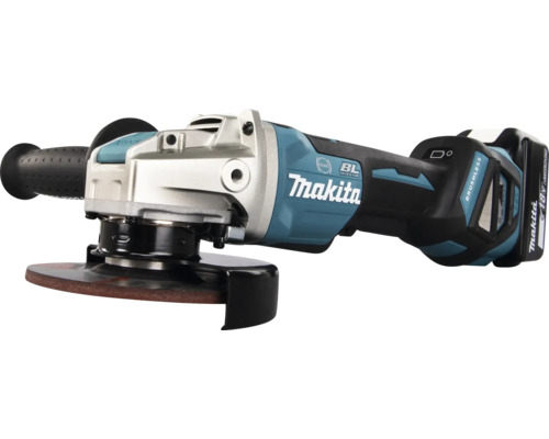 Akku-Winkelschleifer Makita DGA519RTJ mit X-LOCK Schnellwechselsystem, inkl. 2 x Akku 5,0 Ah, Ladegerät und MAKPAC Gr. 3