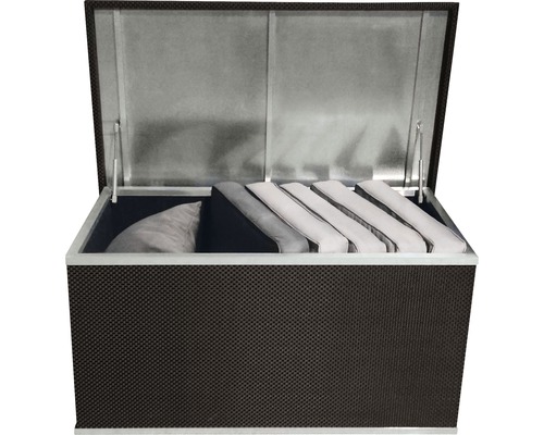 Auflagenbox Rattan inkl. Gasdruckfedern 121 x 67 x 64 cm braun