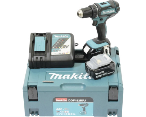 Akku-Bohrschrauber Makita 18V DDF482RFJ inkl. 2 x Akku 3,0 Ah, Ladegerät und MAKPAC Systemkoffer