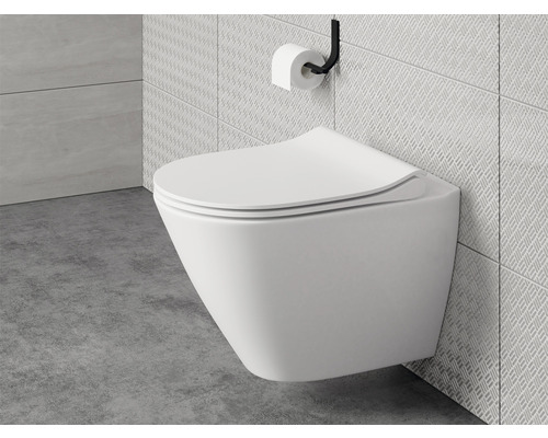 Cersanit Wand-WC City Tiefspüler ohne Spülrand weiß glänzend mit WC-Sitz SZCZ1001681773