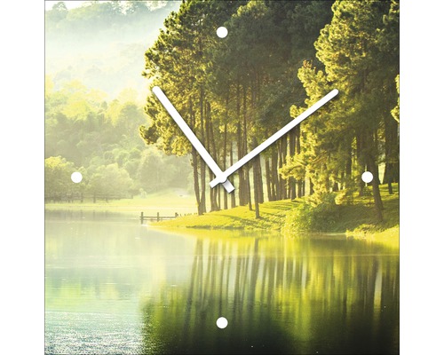 Wanduhr Glas Lake & Forest 20x20 cm