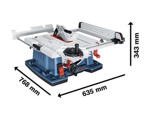 Tischkreissäge Bosch Professional GTS 10 XC inkl. 1 x Kreissägeblatt (Optiline Wood, 254 x 2,8/1,8 x 30 mm, 24 Zähne) und Zubehör
