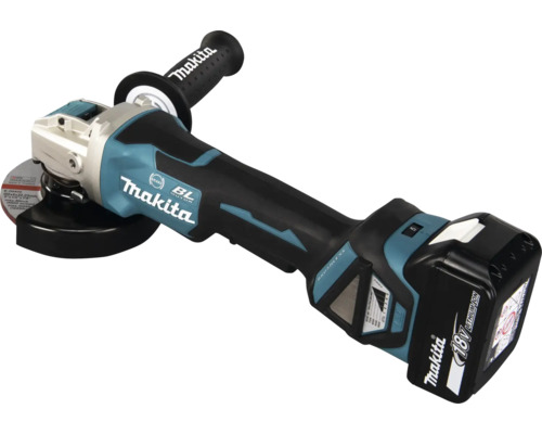 Akku-Winkelschleifer Makita DGA519RTJ mit X-LOCK Schnellwechselsystem, inkl. 2 x Akku 5,0 Ah, Ladegerät und MAKPAC Gr. 3