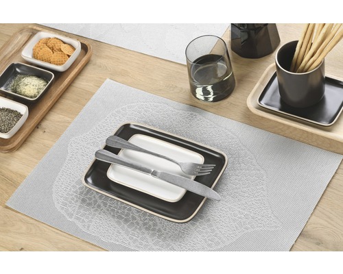 Tischset Woven Feather silber 30 x 45 cm